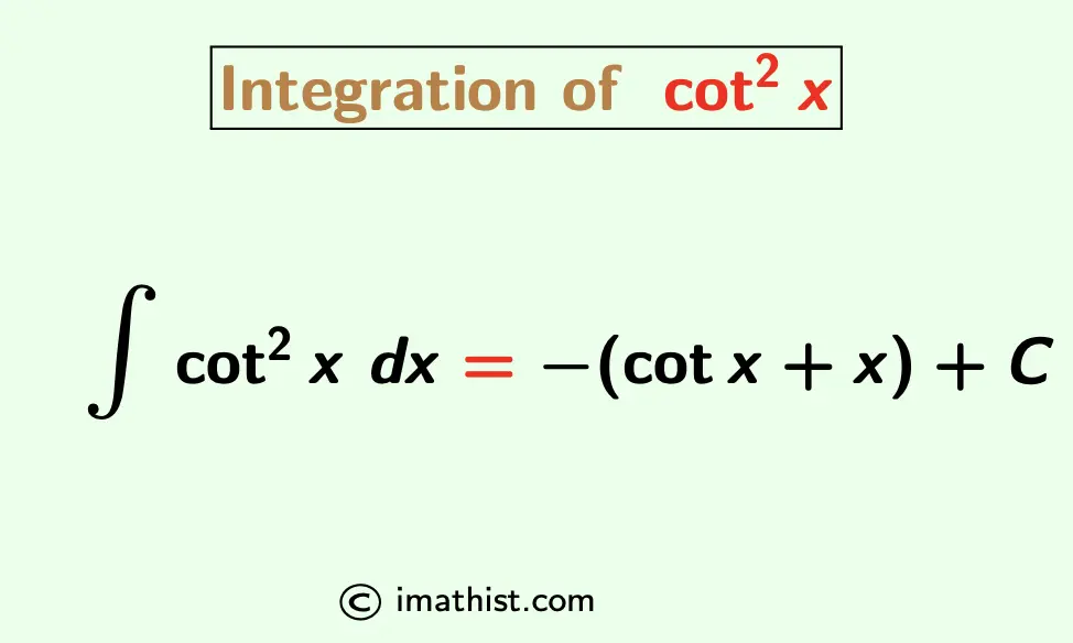 Integration of cot^2x